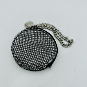 Jazzercise silver metallic sparkling wristlet coin purse